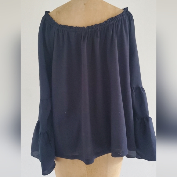 By Anthropologie "Gloria" Bell Sleeves Off Shoulder Top, size 1X, black - Picture 5 of 11